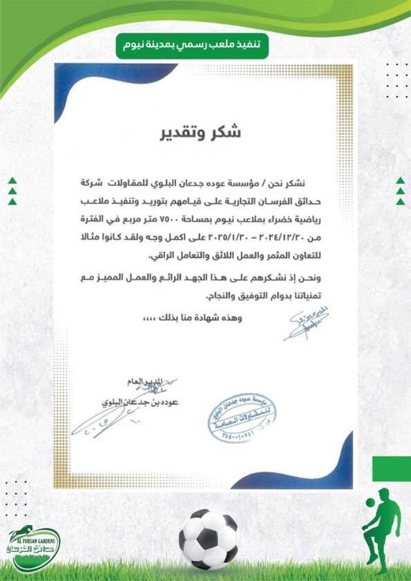 تنفيذ ملاعب بمدينة نيوم